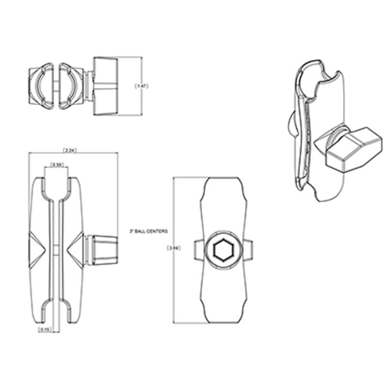 ram-b-201uiu3. Ram double socket arm
