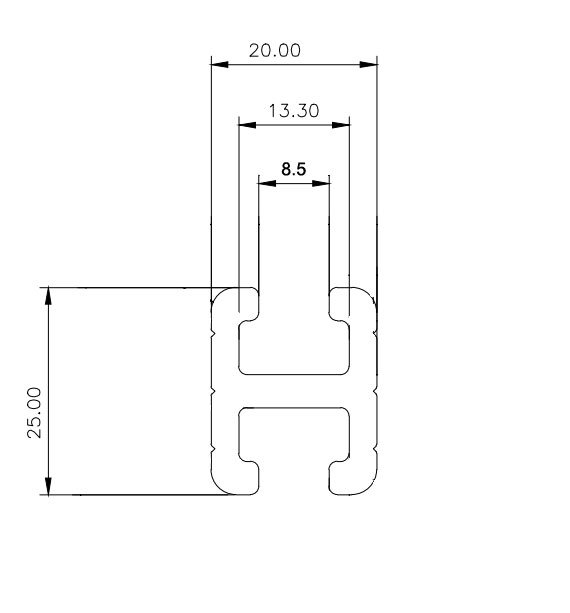 double-groove-dimensions. Double groove rail diagram
